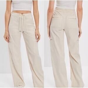 American Eagle Outfitters Cream Wide Leg Pants